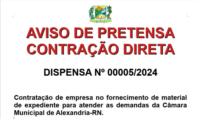 Aviso de Pretensa Contratação Direta