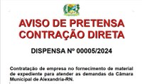 Aviso de Pretensa Contratação Direta