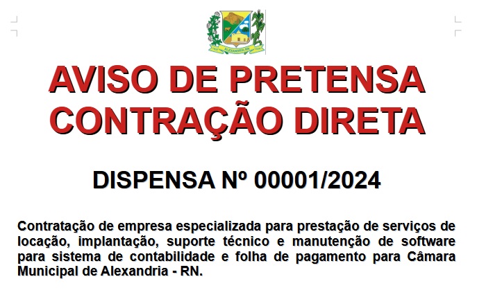 Aviso de Pretensa Contratação Direta